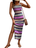 Load image into Gallery viewer, PRETTYGARDEN Tank Dress for Women 2026 Summer Casual Striped Maxi Dresses Fitted Square Neck Beach Vacation Bohemian Sundress (Purple,M)
