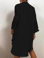 Load image into Gallery viewer, Bsubseach Womens Modern Swimsuit Cover Up Blouse Button Down Shirt Dresses Tops Black M
