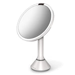 Load image into Gallery viewer, simplehuman Sensor Mirror, Lighted Makeup Mirror with Magnification (5X), 8&quot; Round Magnifying Vanity Mirror with Lights, Cordless, White Stainless Steel
