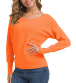 Load image into Gallery viewer, Feiersi Women&#39;s Off Shoulder Sweater Long Sleeve Loose Pullover Knit Jumper (Kumquat Red,Medium)
