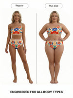 Load image into Gallery viewer, Herseas Women Bikini Sets One Shoulder Supportive Swimsuits Summer 2026 High Waisted Tummy Control 2 Piece Bathing Suits Fashionable Athletic Outfits Teen Girls Multicolor Floral X-Large
