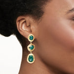 Load image into Gallery viewer, Ross-Simons 17.90 ct. t.w. Emerald Station Drop Earrings in 18kt Gold Over Sterling
