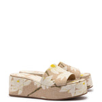 Load image into Gallery viewer, Larroudé, Alex Flatform Mule In Beige Printed Raffia, 8, Beige
