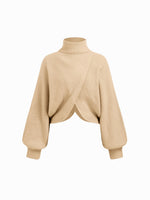 Load image into Gallery viewer, CIDER Cropped Sweaters for Women Turtleneck Sweater Long Sleeve Ribbed Knit Lantern Sleeve Pullover Fall Outfits: Beige, M
