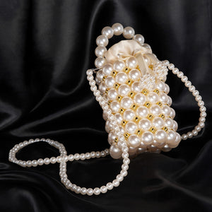 Grandxii Pearl Clutch Purse White Summer Handbag Evening Bag Beaded bag For Women Small Bag Mini