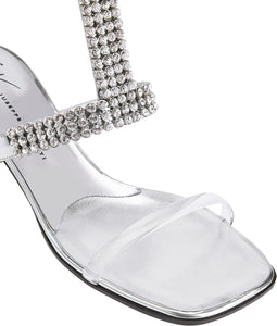 Giuseppe Zanotti, Devine Crystal 45 Sandals, 9, Silver