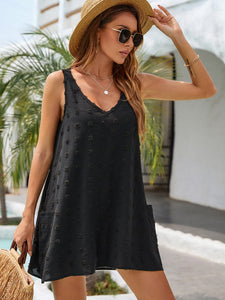 Blooming Jelly Womens Casual Sun Summer Dresses Sleeveless Bathing Suit Cover Up Mini Beach Dress (Medium, Black)