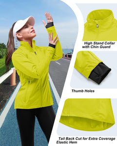 33,000ft Women's Zip Up Lightweight Athletic Workout Yoga Cycling Track Running Jacket Waterproof Windproof Reflective