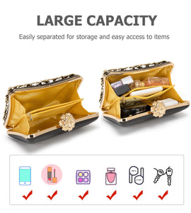 Sweetovo Evening Bag Clutch Purses for Women Rhinestones Purse Sparkling Party Shoulder Handbag Wedding Bag with Chain (Black)