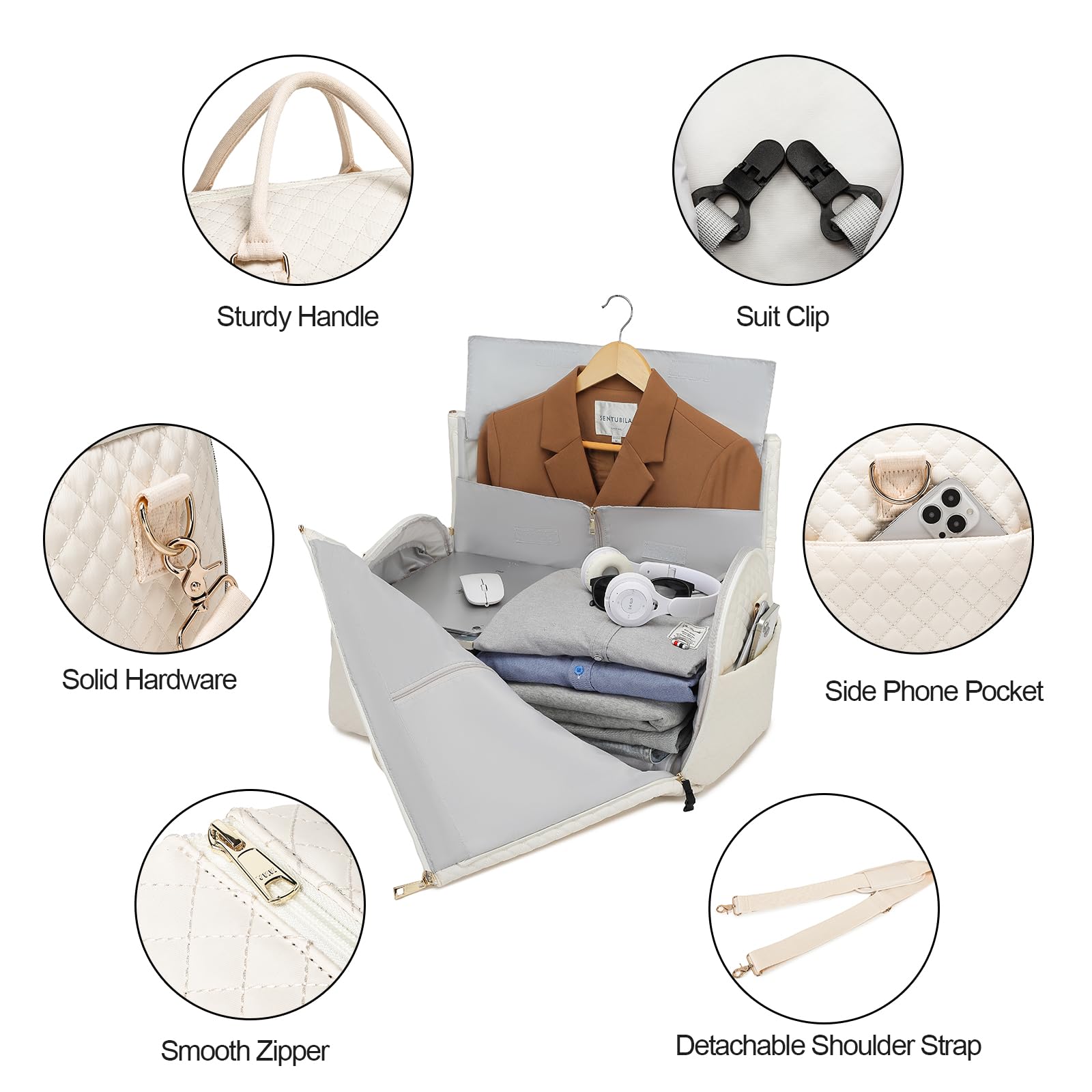 Convertible Garment Travel Bag,Overnight Bag Women Duffle Bag with Shoe Pouch 2 in 1 Hanging Cloting Suit Luggage