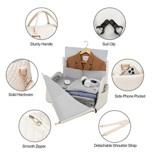 Convertible Garment Travel Bag,Overnight Bag Women Duffle Bag with Shoe Pouch 2 in 1 Hanging Cloting Suit Luggage