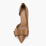 Load image into Gallery viewer, Womens Bow Heels Closed Pointed Toe Dress Shoes Stiletto Slip on Wedding Pumps Brown
