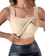 Load image into Gallery viewer, CHICME Women's Summer Tops Shapewear Tops Padded Tank Soft Yoga Tops Fitted Shirt Nude-L
