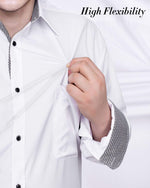 Load image into Gallery viewer, J.VER Men&#39;s Casual Long Sleeve Stretch Dress Shirt Wrinkle-Free Regular Fit Button Down Shirts White Black Medium
