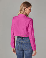 Load image into Gallery viewer, luvamia Womens Fashion Long Sleeve Button Down Stretchy Jean Jacket Women Denim Jacket Pink Denim Jacket Lightweight Jacket Women Women Jacket Hot Pink Size Medium Fits Size 8 / Size 10
