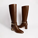 Load image into Gallery viewer, Larroudé Milan Block Boot In Cognac Leather 8.0 / Cognac
