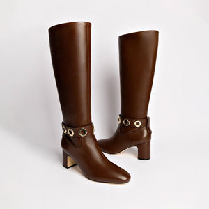Larroudé Milan Block Boot In Cognac Leather 8.0 / Cognac