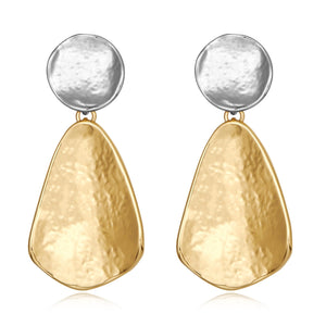 YUJIE Gold Earrings for Women Geometric Chunky Dangle Earring Trendy Two-Tone statement Jewelry