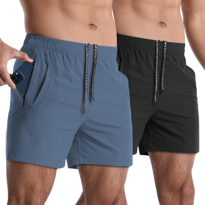 Lempue 2 Pack Workout Gym Shorts for Men 5 Inch Lightweight Running Shorts Quick Dry Sports Athletic Shorts with Pockets