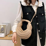 Load image into Gallery viewer, Hand Bread Women&#39;s Clutch Top Handle Satchel Shoulder Crossbody Creative Noodles Purses Underarm Bag Handbag (Apricot)

