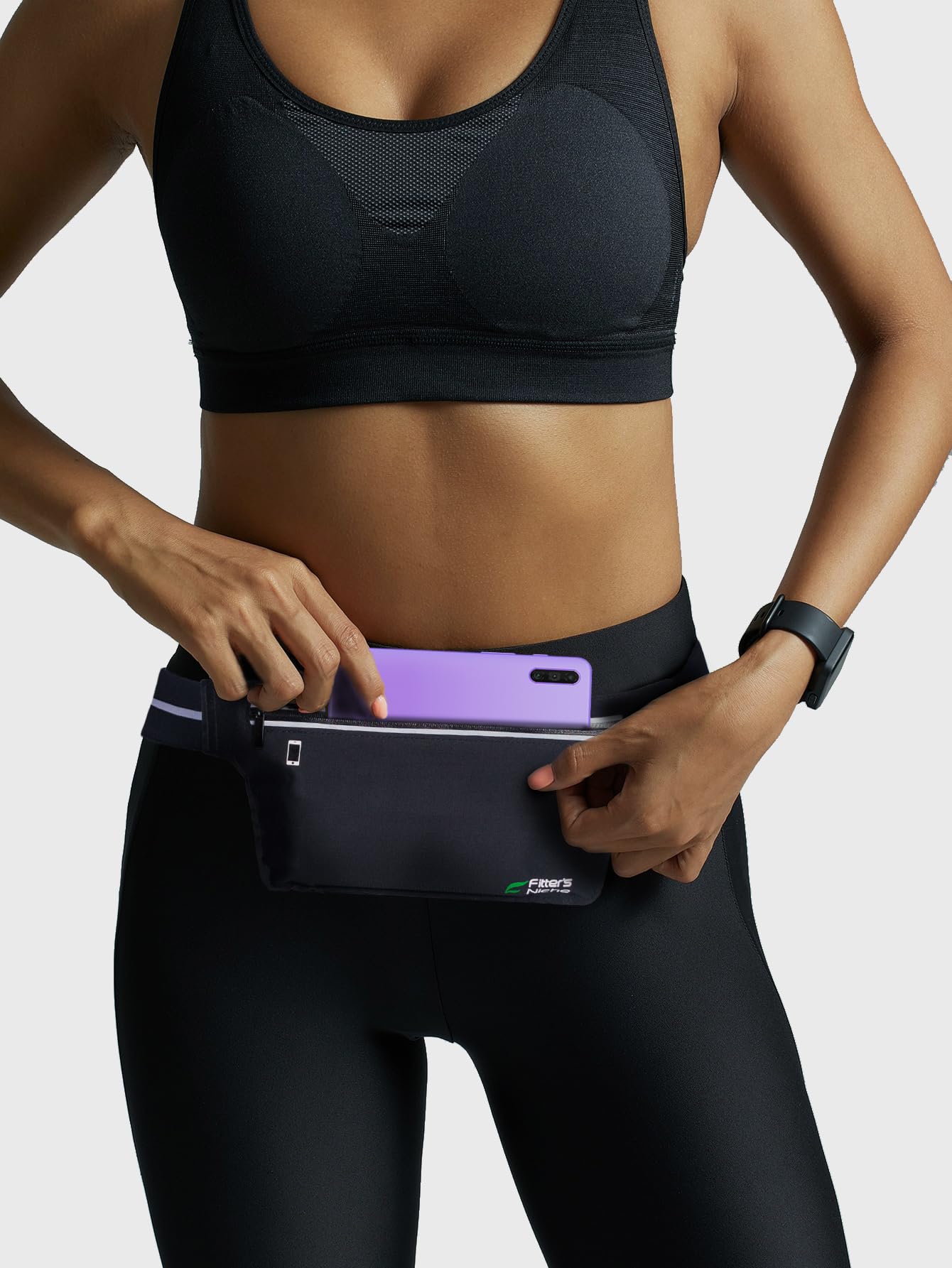 Fitter's Niche UltraSlim Fanny Waist Pack, Versatile for Men and Women, Bounce-less Sports Hiking Running Hip Bag, Extendable Belt, Infinite Black
