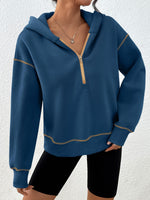 Load image into Gallery viewer, Trendy Queen Half Zip Pullover Hoodies for Women Y2k Cute Cropped Sweatshirts Jackets Fall Fashion 2025 Outfits Clothing Dark Blue M
