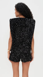 Load image into Gallery viewer, endless rose Women's Sequin Embellished Top, Black, S
