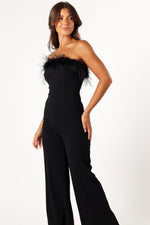 Load image into Gallery viewer, Petal &amp; Pup Louise Feather Trim Jumpsuit - Black M

