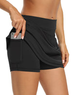 Load image into Gallery viewer, LouKeith Tennis Skirts for Women Golf Athletic Activewear Skorts Mini Summer Workout Running Shorts with Pockets Black S
