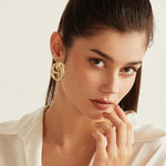 Load image into Gallery viewer, FILMOON Gold Geometric Drop Dangle Earrings for Women 18K Long Link Dangle Earrings Jewelry
