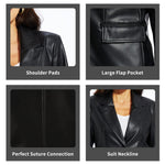 Load image into Gallery viewer, Fahsyee Women's Faux Leather Blazer Jacket Women, Black Motorcycle Jackets Moto Biker Coat Vegan Pleather Fashion M
