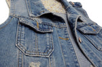 Load image into Gallery viewer, Kedera Womens Denim Jean Vest Classic Junior Button Up Cropped Distressed Sleeveless Jean Jacket

