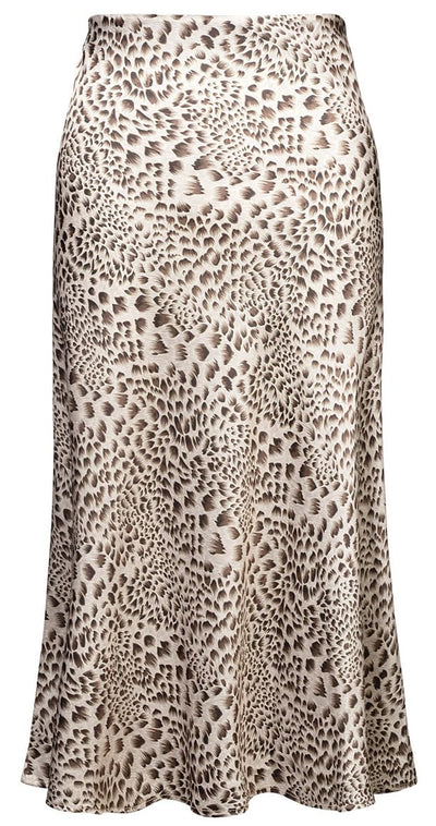 Soowalaoo Womens Skirt Midi Long Length Silk Satin High Waisted Elastic Casual Trendy Summer Skirts Leopard Light L