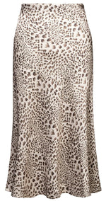Load image into Gallery viewer, Soowalaoo Womens Skirt Midi Long Length Silk Satin High Waisted Elastic Casual Trendy Summer Skirts Leopard Light M
