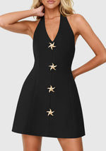 Load image into Gallery viewer, PRETTYGARDEN Summer Cocktail Dresses for Women Short 2026 Spring Halter V Neck Beach Party Backless A Line Mini Dress (Black,Medium)
