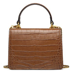 Load image into Gallery viewer, FEIMINA Croc Embossed Top Handle Handbag for Women Leather Mini Crossbody Purse with Gold Chain Strap Ring Closure Evening Bag for Ladies Girls (7.3" L x 5.5" H, Brown)
