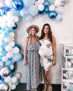 Load image into Gallery viewer, ZMPSIISA Women&#39;s Summer Off The Shoulder Maxi Dress Ruffle Strapless Blue White Porcelain Boho Casual Loose Long Dresses(A-Blue Porcelain,Medium)
