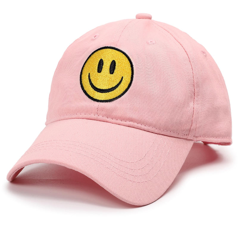 SONMONY Smile Face Baseball Cap for Women Men Cute Baseball Caps Unstructured Cotton Dad Hat Pink