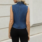 Load image into Gallery viewer, Ladyful Lapel Denim Vest for Women Sleeveless Business Work Jean Waistcoat Vest
