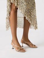 Load image into Gallery viewer, Coutgo Womens Slingback Kitten Heels Flip Flop Open Toe Thong Sandals Ankle Strap Summer Dress Shoes, Camel, size 10
