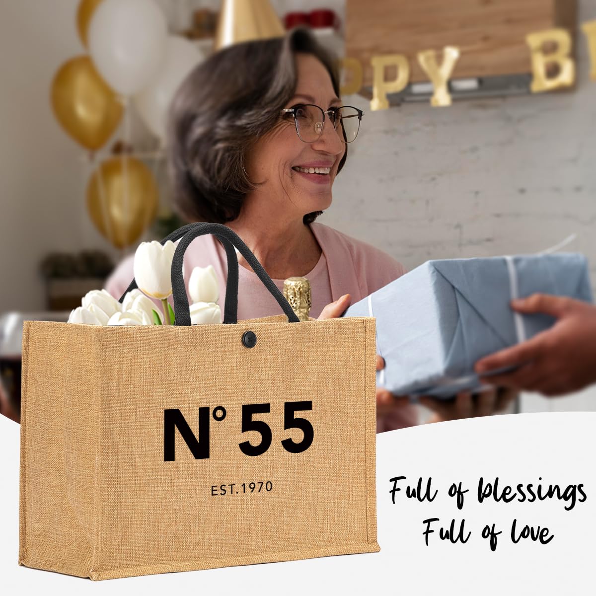 55th Birthday Gifts for Women - Beach Bag Canvas ToteBag665 Grocery Bags