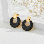 Load image into Gallery viewer, Black Dangle Earrings for Women Statement Chunky Small Gold Drop Earrings Door Knock Shape Dangling Earrings Party Jewelry
