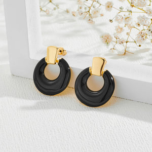 Black Dangle Earrings for Women Statement Chunky Small Gold Drop Earrings Door Knock Shape Dangling Earrings Party Jewelry