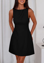 Load image into Gallery viewer, PRETTYGARDEN Womens Formal Short Dresses 2026 Summer Sleeveless Boat Neck A Line Elegant Mini Cocktail Party Dress (Black,Medium)
