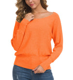 Load image into Gallery viewer, Feiersi Women&#39;s Off Shoulder Sweater Long Sleeve Loose Pullover Knit Jumper (Kumquat Red,Medium)

