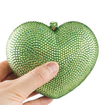 Load image into Gallery viewer, Boutique De FGG Heart Clutch Purses for Women Formal Crystal Evening Bags Rhinestone Clutch Party Minaudiere Handbag,Mini,Mint Green
