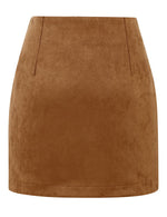 Load image into Gallery viewer, IDEALSANXUN Brown Suede Skirts for Women 2025 Fall Winter Fashion Outfits Corduroy Velvet High Waisted Bodycon Pencil Short Mini Skirt Casual Business Work Clothes(Suede Brown, M)
