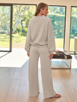 Load image into Gallery viewer, AUTOMET Lounge Sets for Women Sweatsuits 2 Piece Fall Fashion Outfits 2025 Sweatshirt Wide Leg Sweatpants Tracksuit CoffeeGrey M
