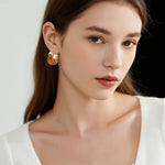 Load image into Gallery viewer, 14K Gold Plated Amber Resin Hoop Earrings for Women, Hypoallergenic Chunky Gold Hoops, Trendy Brown Earrings Jewelry Gifts
