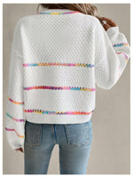 Load image into Gallery viewer, Verdusa Women&#39;s Striped Oversized Sweaters Vacation Drop Shoulder Pullover Fall Cozy Sweater for Women White X-Small
